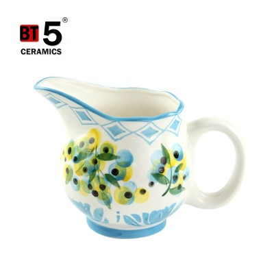 Hand painted flower milk jugs ceramic creamer with handle