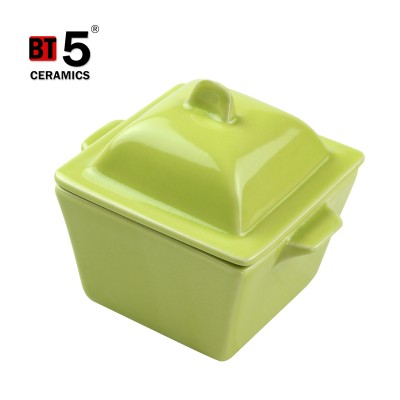 Square green ceramic masterclass premium cookware set with cover