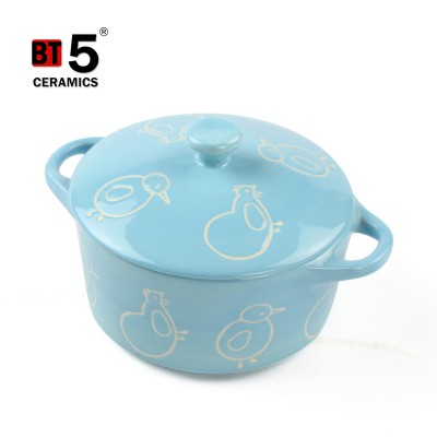 Two handle ceramic kitchen pots for microwave oven