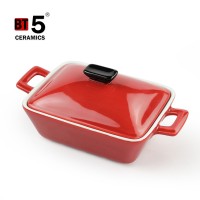 Red small size rectangle stoneware pot ceramic soup pot for oven