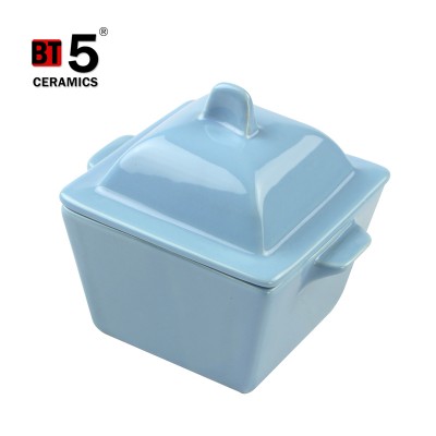 Food baking square blue stoneware mini cook ware for oven